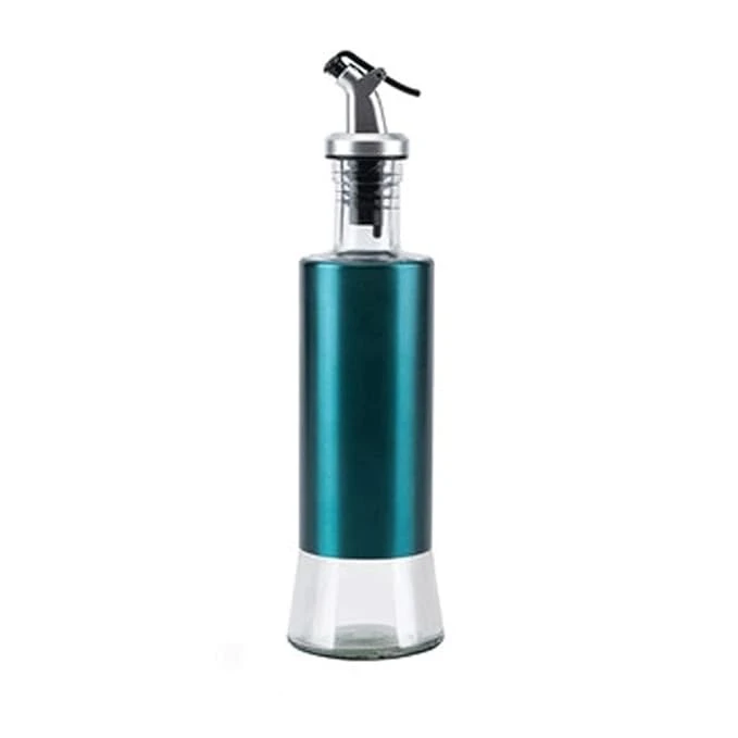 Lezoir 300ml Glass Oil Dispenser Olive Oil Dispenser Oil Vinegar Cruet Glass Oil Bottle Stainless Steel Pourer Spout for Kicthen Home (Maroon, Green)