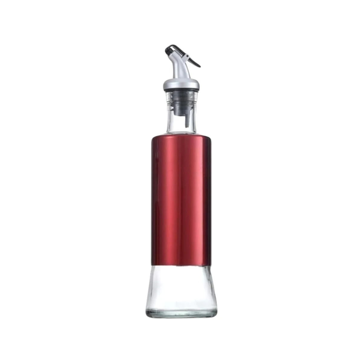 Lezoir 300ml Glass Oil Dispenser Olive Oil Dispenser Oil Vinegar Cruet Glass Oil Bottle Stainless Steel Pourer Spout for Kicthen Home (Maroon, Green)